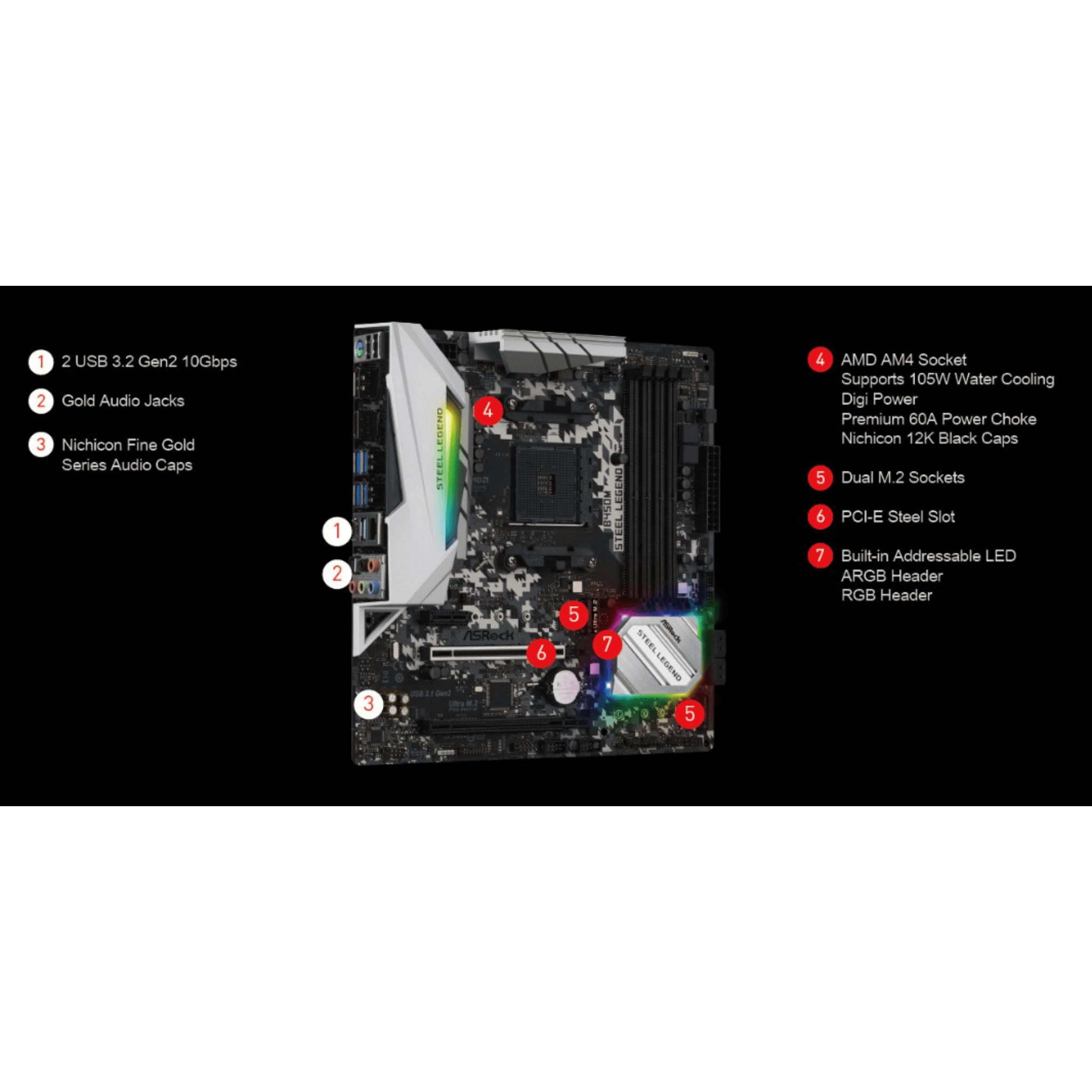 Asrock B450M Steel Legend AM4 mATX Motherboard