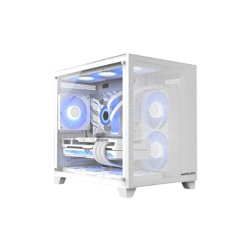 Frontier Trendsonic Olaf OLM31 Dual Chamber mATX Tempered Gaming Case (Black, White)