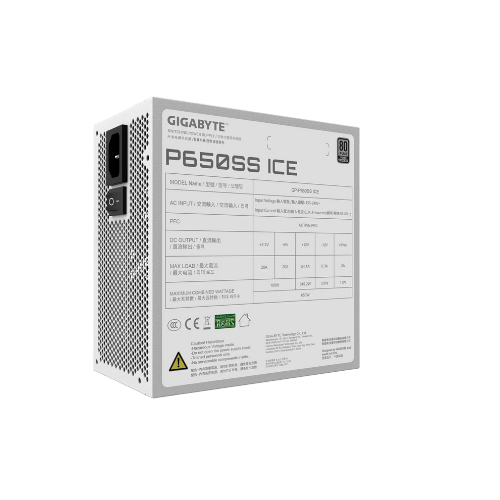 Gigabyte P660SS-ICE 650W 80+ Silver PSU (White, Black) GP-P650SS-ICE / GP-P650SS