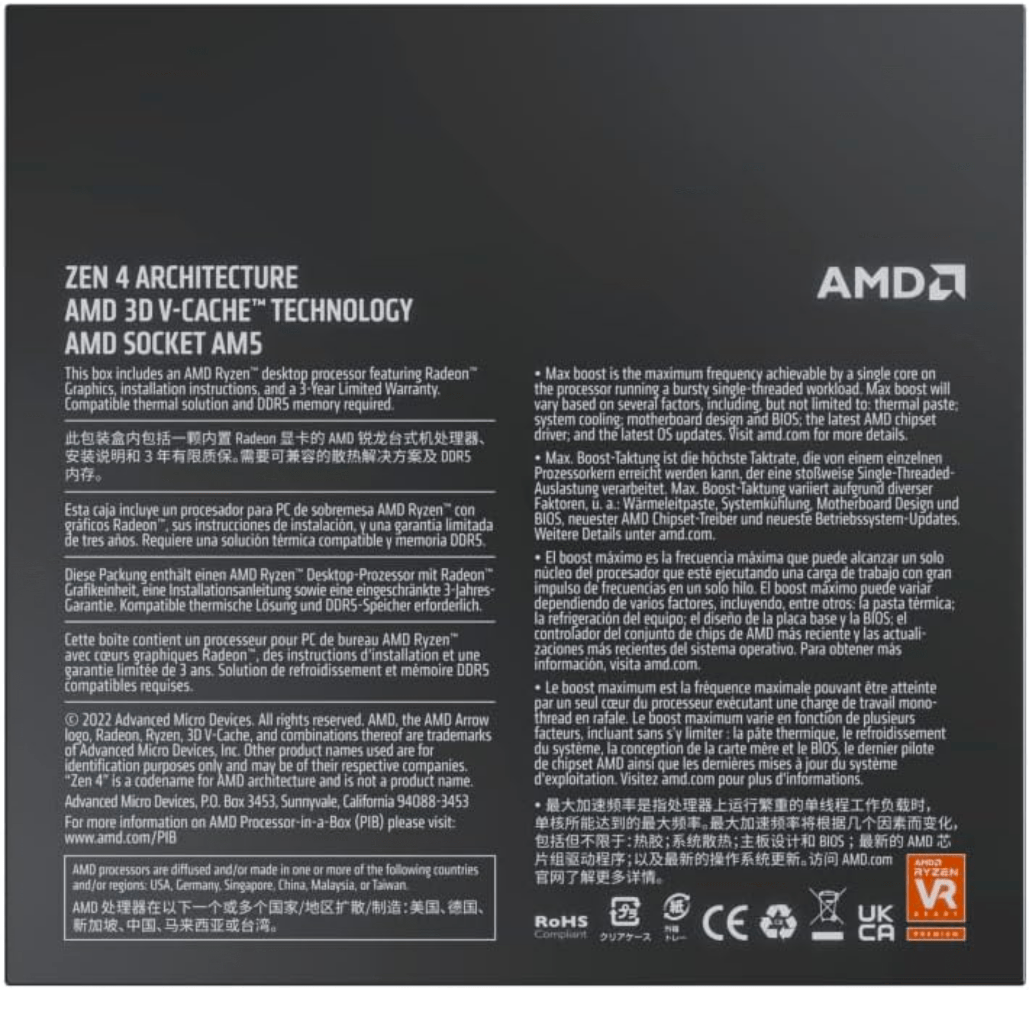 Ryzen 9 7900X3D 12 Core 24 Thread/ 5.6GHz Max Boost/ 4.4GHz Base/ AM5 Socket