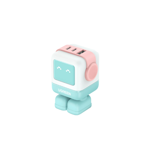 Ugreen 3 Port (1 x USB A, 2 x USB C) 65W Robot GaN Tech Fast Charger Space Gray (CD361/15570), Purple (CD361/25036), Pink Blue (CD361/45089)