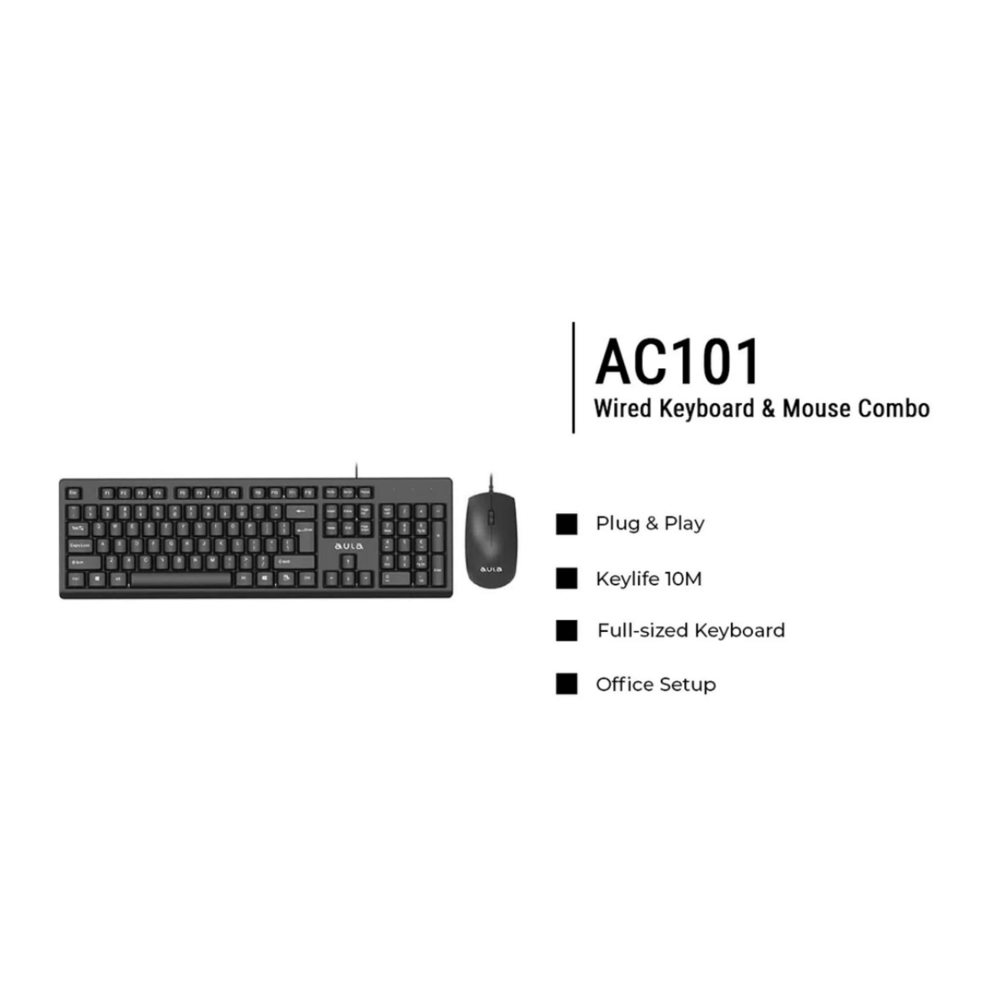 Aula HC101 Wired Keyboard and Mouse Combo