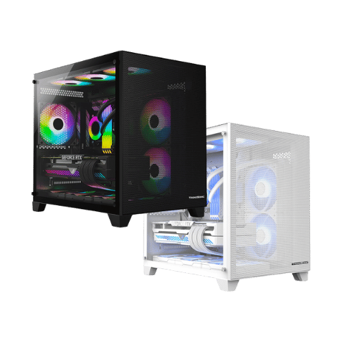 Frontier Trendsonic Olaf OLM31 Dual Chamber mATX Tempered Gaming Case (Black, White)