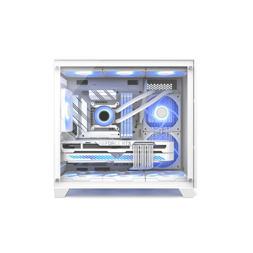 Frontier Trendsonic Olaf OLM31 Dual Chamber mATX Tempered Gaming Case (Black, White)