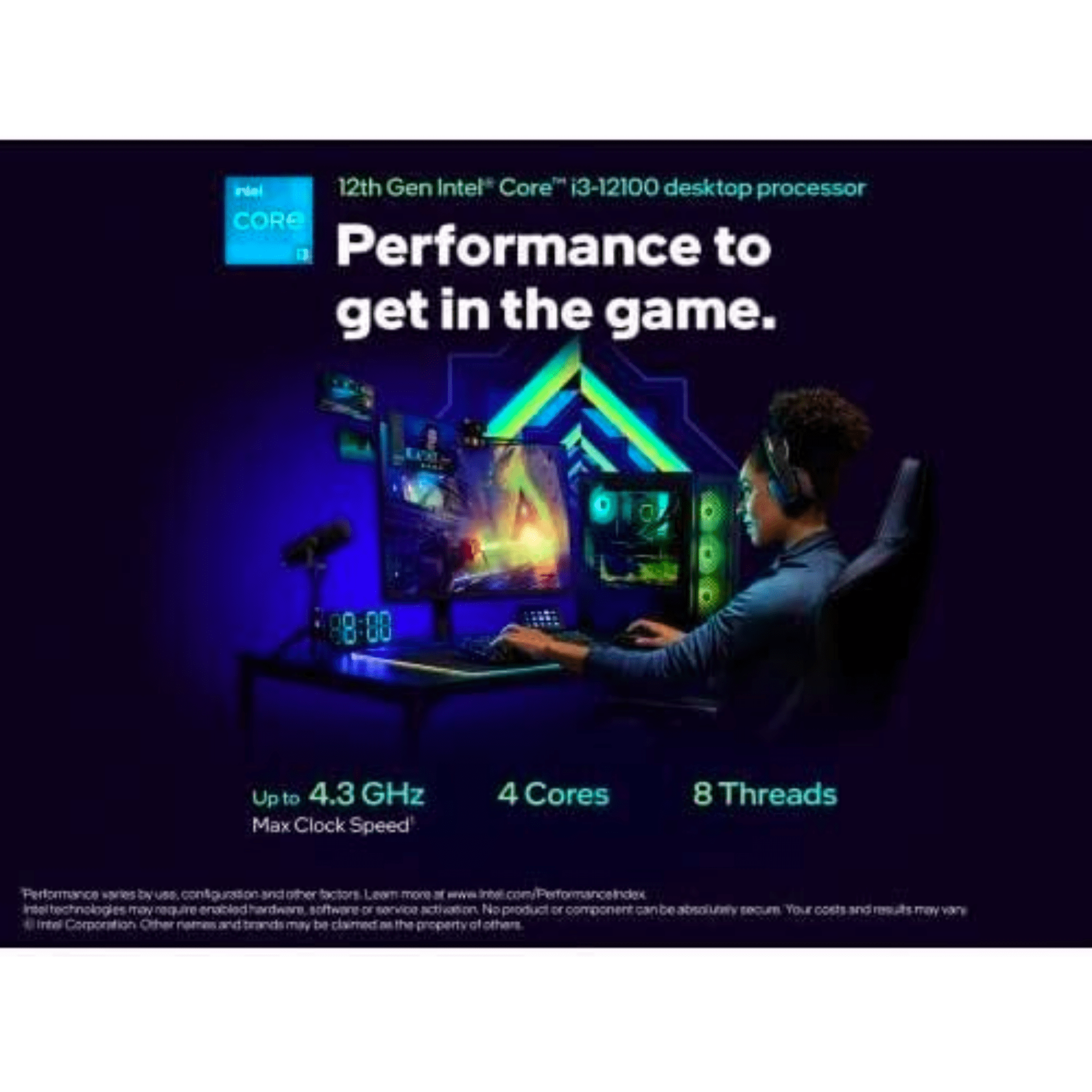 Intel i3-12100 4 Core 8 Thread/ 4.30GHz Max/ 3.30GHz Base/ 12mb/ LGA1700