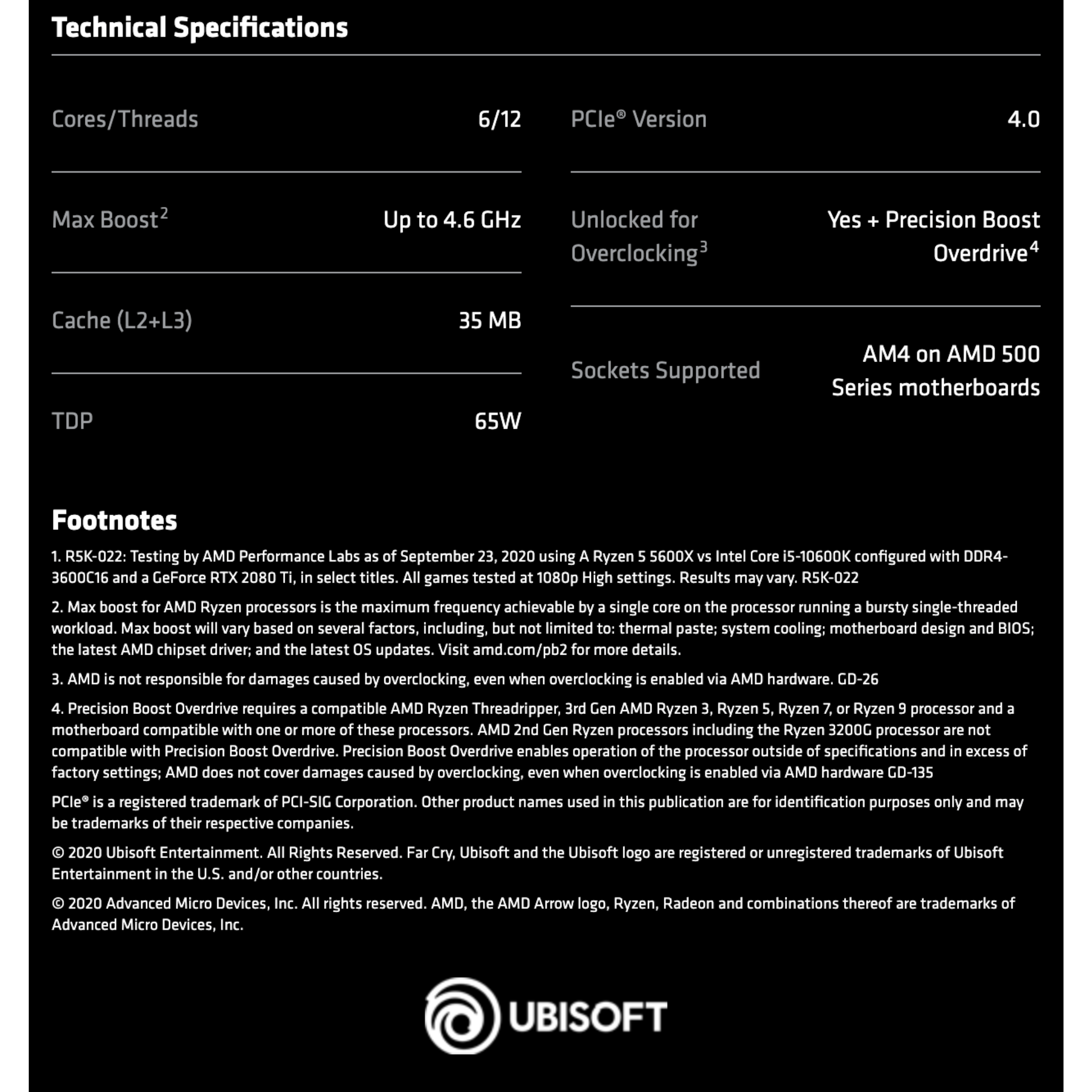 Ryzen 5 5600X 6 Core 12 Thread/ 4.60GHz Max Boost/ 3.70GHz Base/ AM4 Socket (Tray)