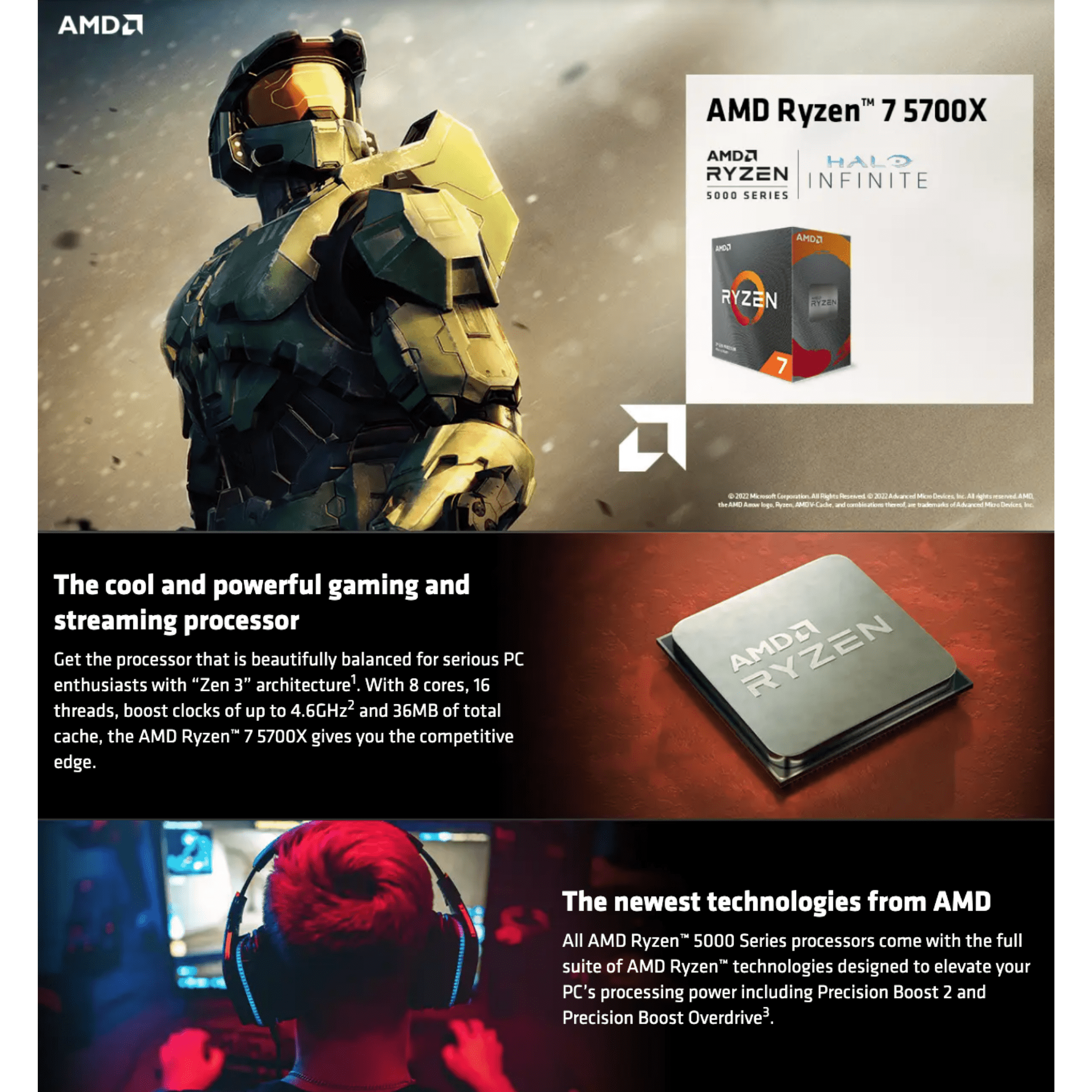 Ryzen 7 5700X 8 Core 16 Thread/ 4.60GHz Max Boost/ 3.40GHz Base/ AM4 Socket (Tray)