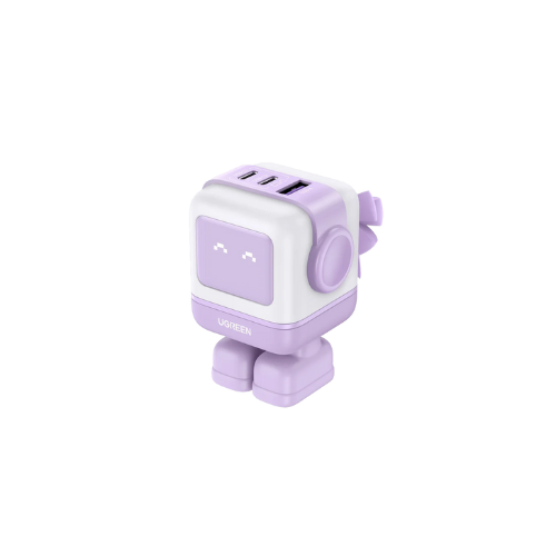 Ugreen 3 Port (1 x USB A, 2 x USB C) 65W Robot GaN Tech Fast Charger Space Gray (CD361/15570), Purple (CD361/25036), Pink Blue (CD361/45089)